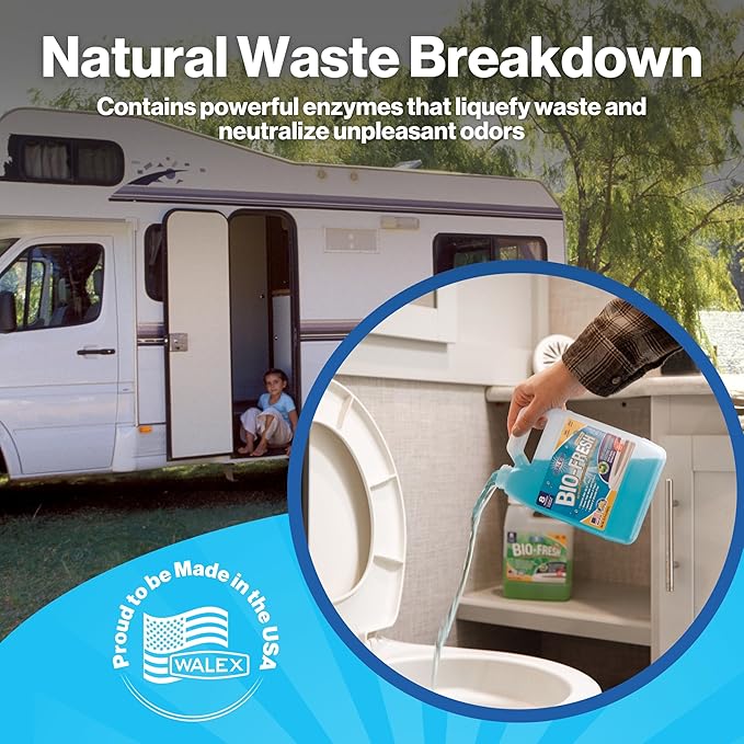 Walex Bio-Fresh Liquid Enzyme Holding Tank Treatment for RV, Camper & Marine - Black Water Tank Deodorizer, Liquifies Waste & Toilet Paper, Septic Tank Safe, Biocide-Free, Ocean Mist, 1 Gallon