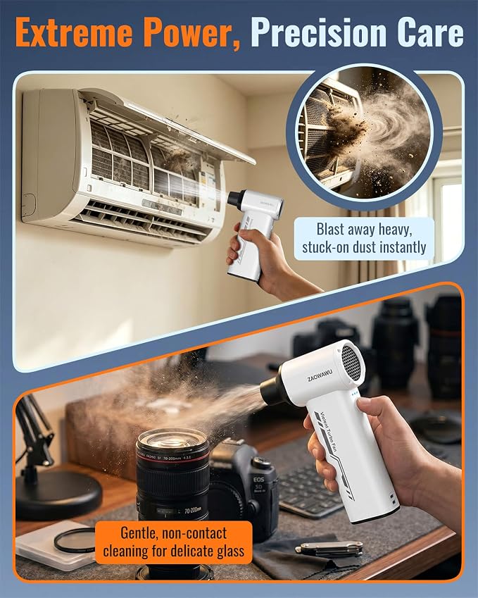150000 RPM Electric Air Duster, Powerful Cordless Blower for Electronics | Fits PC & Electronics: Perfect for deep cleaning keyboards, computers, camera lenses, and delicate gaming setups.