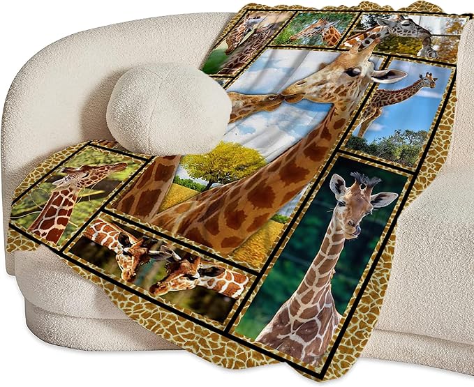 jerkboo Giraffe Blanket Throws Giraffe Gifts Giraffe Lovers Throw Blanket for Girls Boys Kids Adults Soft Warm Cozy Fleece Blanket for Couch Sofa Bed 80""x60""