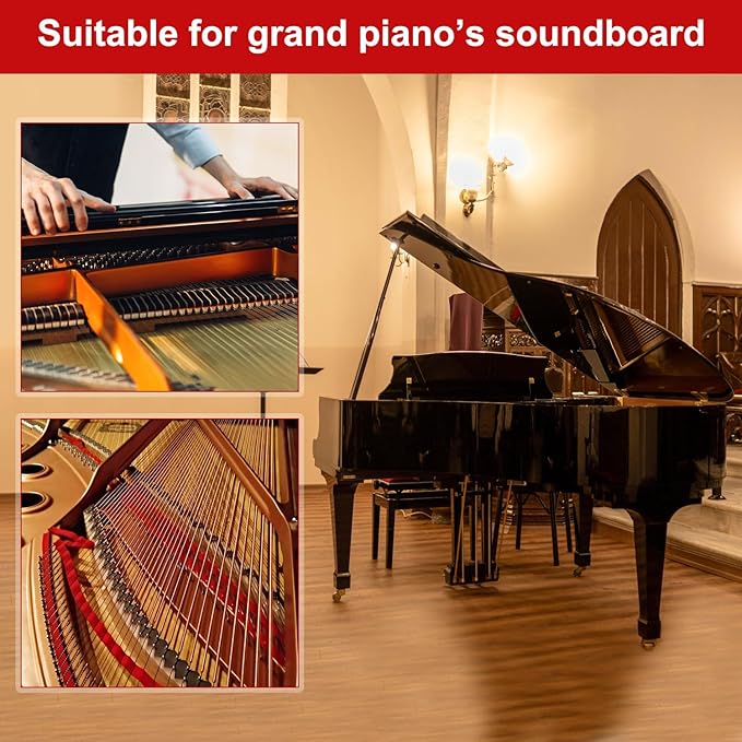 4pcs Grand Piano Soundboard Cleaning Tools, Big & Small Brush Head Cleaning Tool with Extension Rod and Soft Fiber Cloth Piano Cleaning Kit Piano Soundboard Cleaner