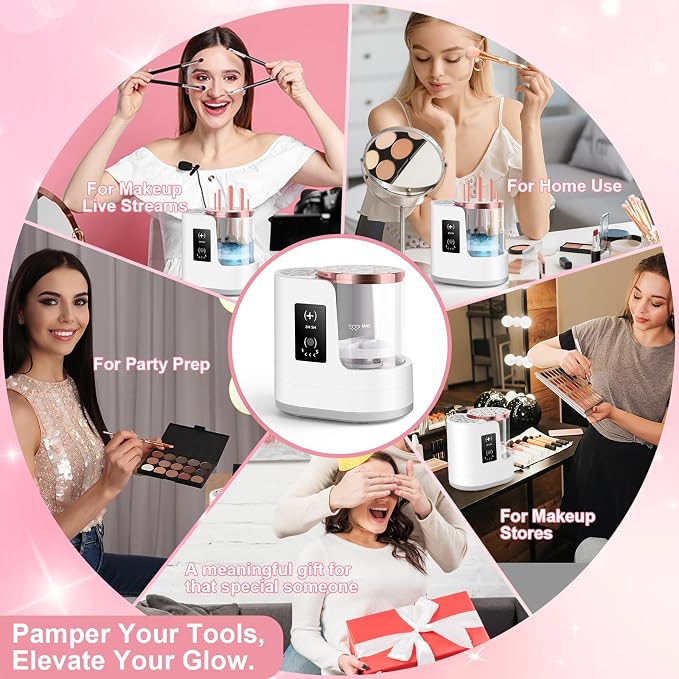 3 IN 1 Electric Makeup Brush Cleaner & Dryer Machine with Automatic Cleaning and Drying Functions, Portable USB Design with Smart Touch Controls for Makeup Brushes, Perfect Gift for Makeup Lovers