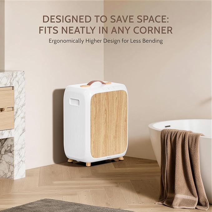 Keenray Towel Warmer Bucket, Luxury Rectangle Towel Warmer for Bathroom with Timer & Delay, Customized Fragrance, Child Lock, Fits 2 Large Towels, Blankets, Bathrobes, Ideal Gift for Him & Her(Wood)