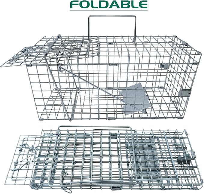 Humane Live Animal Trap for Squirrels, Chipmunks, Rats, Rabbits & Small Cats – Heavy-Duty Steel Mesh Cage for Safe Catch & Release 17.3” x 7.9” x 8.3” (Large（1pack）)