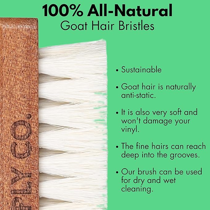 3-in-1 Ultimate Vinyl Record Cleaning Kit 100% All-Natural Sapele Mahogany Wood Vinyl Cleaning Kit - Goat Hair Vinyl Record Brush, Velvet Brush Pad, & Stylus Brush Cleaner