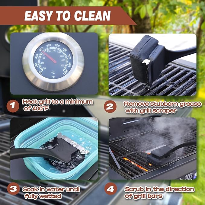 Grill Brush Cleaning Heads - Bristle Free Grill Brush Replace Head for Outdoor Grilling Steam Cleaner Tool, Gifts for Men Dad BBQ Lovers - Black(G635)