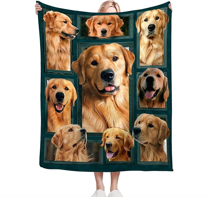 Golden Retriever Blanket Gifts and Decor - Cute Dog Throw for Girls, Women, Kids, Adults - Soft Warm Cozy Fleece for Couch, Sofa, Bed 60"x50"