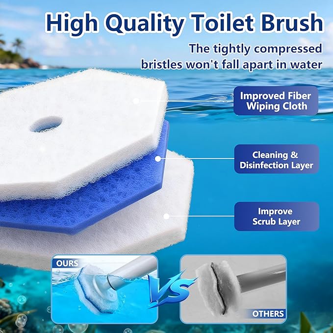 80 Toilet Wand Refills for Clorox Toilet Wand, Disposable Toilet Brush Head with Rich Foaming, Extra Thick Triple-layer Refills, Strong Cleaning & Scrubbing Power, Won't Fall Off or Fall Apart