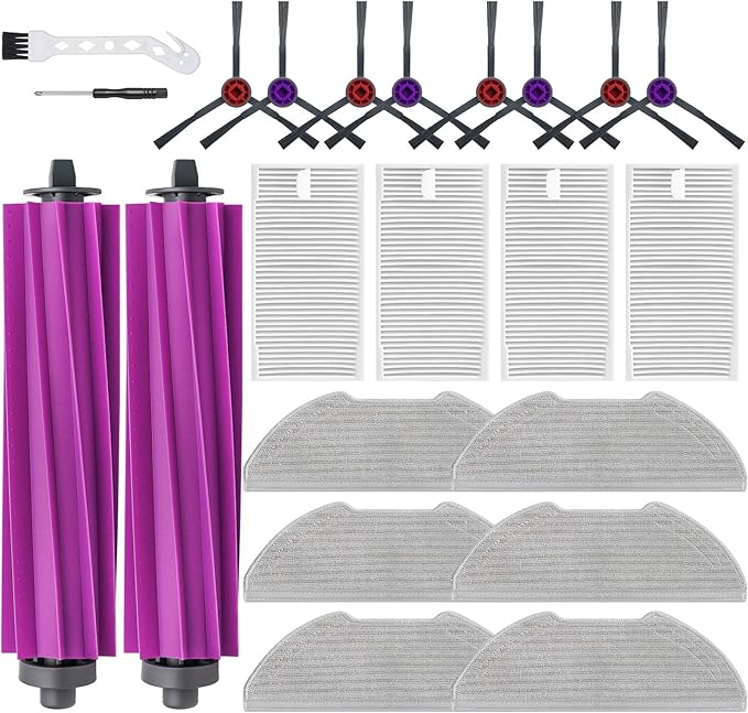 E20 Plus Replacement Parts for Eureka E20 Plus Robotic Vacuum Cleaner Parts with 2 Roller Brush, 4 HEAP, 6 Mops, 8 Side Brushes,1 Screwdriver, 1 Clean Brush