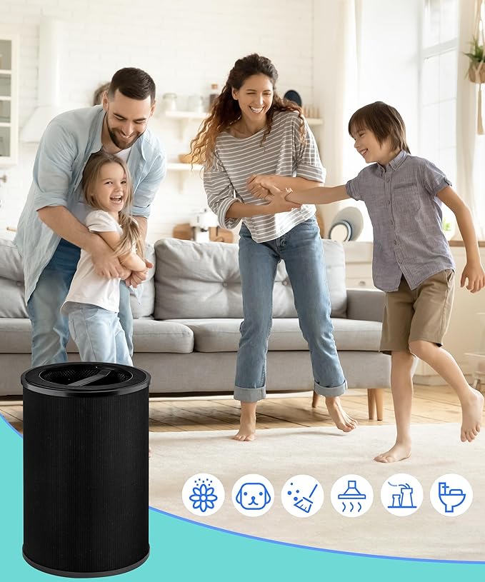 Replacement Filter Compatible with Wyze Smart Air Purifier Premium Filter, for Wildfire VOCs, 3-Stage Filtration with Activated Carbon, 2 Counts