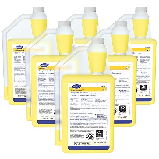 Diversey Prominence HD Floor Cleaner, AccuMix, 32 oz, 6 Pack | Removes Soils and Oils, Fast Emulsifying Action, Film Free Drying, No Rinse Required, Daily Maintenance Use