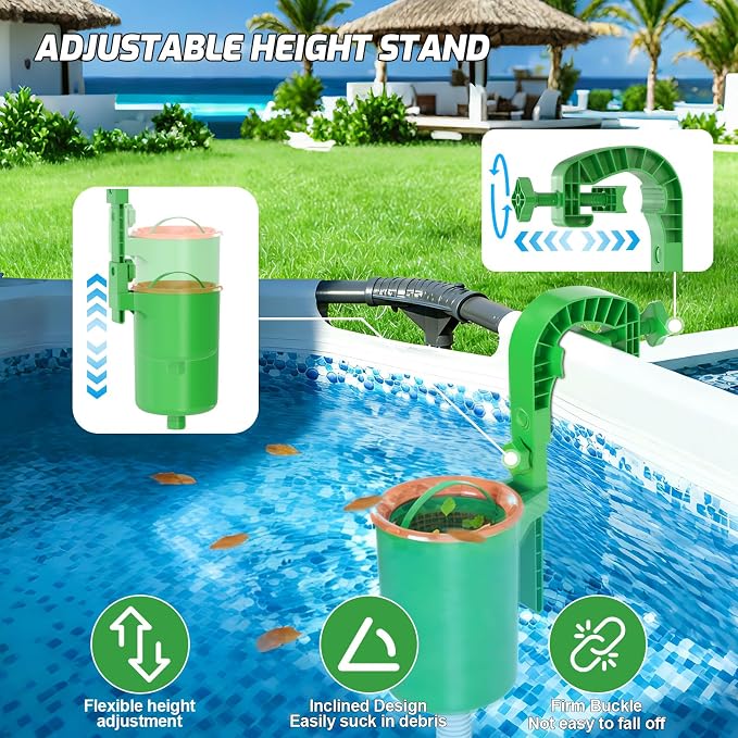 Above Ground Pool Skimmer, Adjustable Floating Pool Filter, above ground pool accessories for Inflatable Collar, Wall Mount &Floating Pool Surface Skimmer for Leaves,Auto Skimming Pool Surface Debris