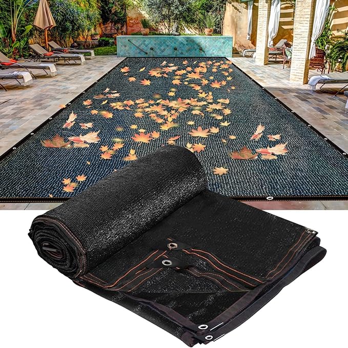 20x40 FT Pool Leaf Cover for Inground and Above Ground Rectangle Swimming Pools Durable Mesh Pool Cover with Grommets,Pool Leaf Net for Leaf Protection.