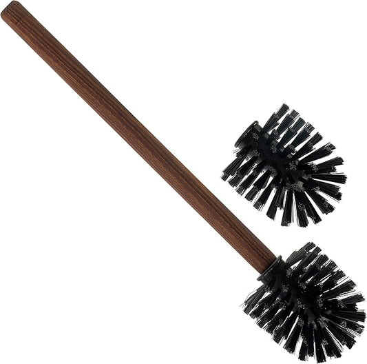 Redecker Toilet Brush and Replacement Head Set, Oiled Thermowood Handle, Nylon Bristles, Made in Germany
