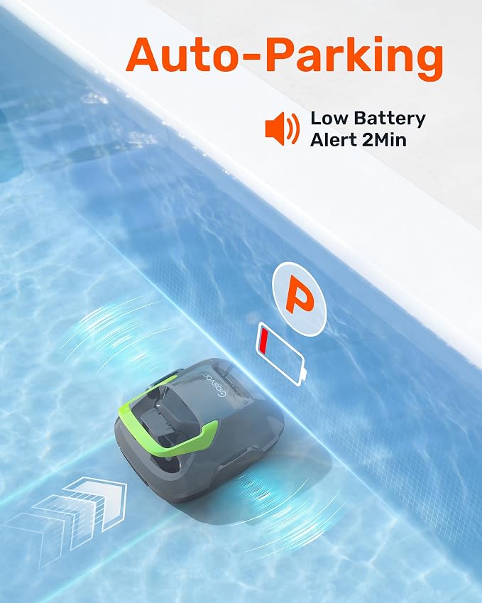 Gosvor LiteVac 800 Pool Vacuum, Dual Cleaning Modes, Cordless Robotic Pool Cleaner Lasts 90 Mis, Self-Parking, Portable, 1200-1900GPH, Ideal for Above Ground Pool up to 860 sq.ft, Green