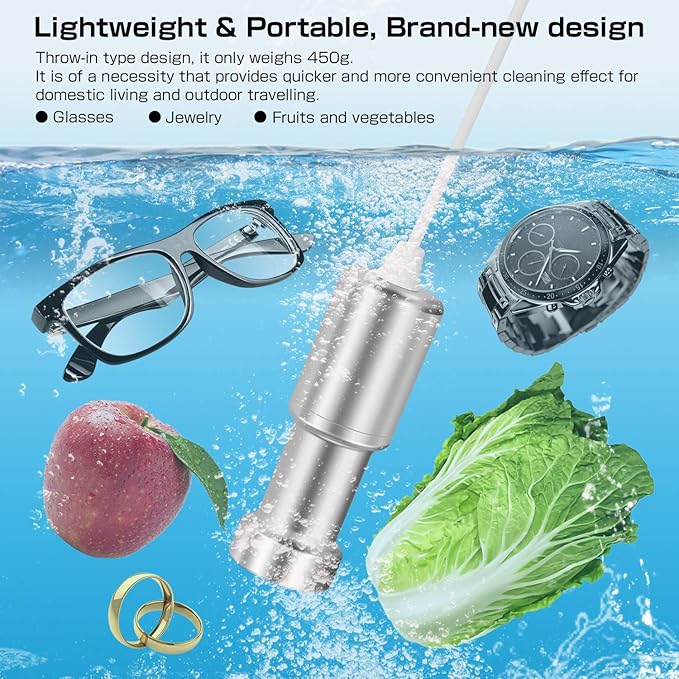 BlumWay Jewelry Cleaner Machine,Portable Household Ultrasonic Eyeglass Cleaner, Professional Ultrasonic Sonic Cleaning Machine for Jewelry Silver Diamonds Ring Glasses Fruits Vegetable