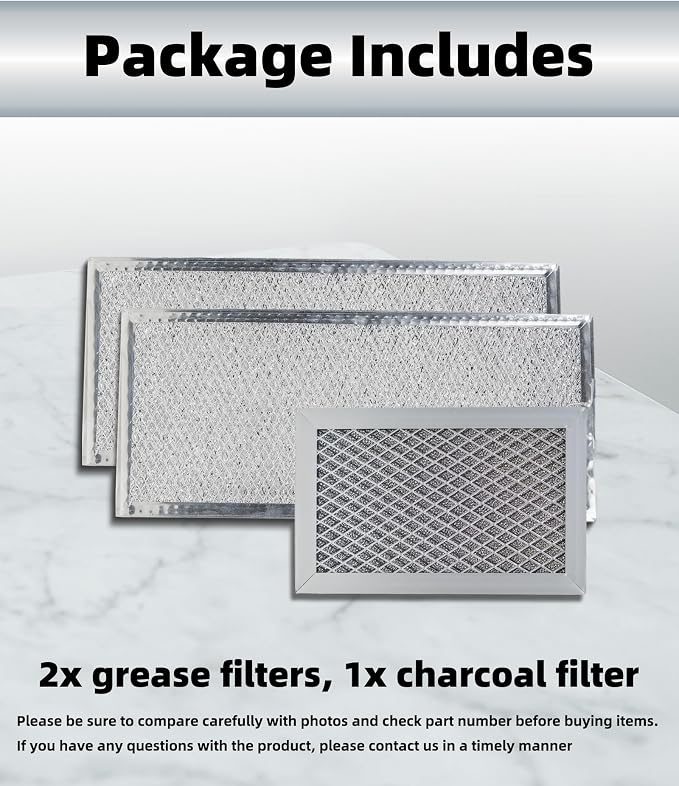 3PCS Microwave Grease & Charcoal Filter Set Compatible with GE Microwave Oven JVM6175SF1SS JVM6175SK1SS JVM6175SK2SS JVM6175SK3SS