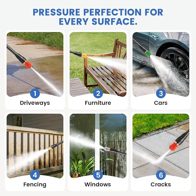 Electric Pressure Washer 5000PSI Adjustable Max 4.0GPM with 33FT Flexible Extension Hose, 4 Nozzles, Foam Cannon, Power Washer Powered for Cars, Patios, Driveways, Blue
