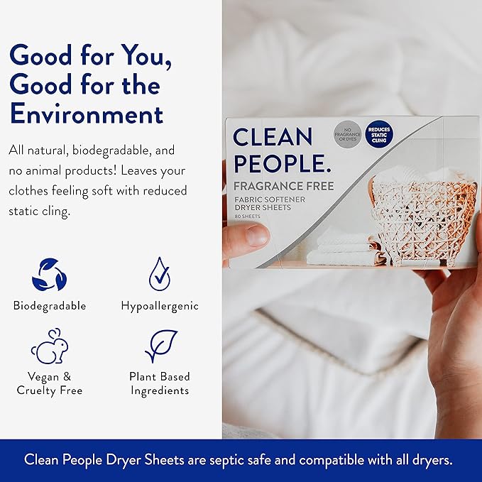 Clean People Ultra Concentrated Laundry Detergent Sheets 96 count & Fabric Softener Dryer Sheets 120 count