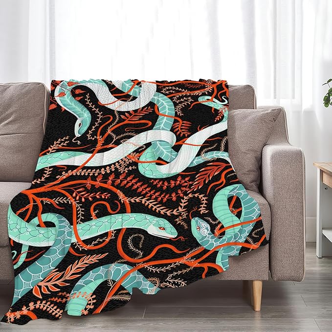Tijuboni Snake Throw Blanket Snake Gifts for Girls Boys Women Men Kids Adults Soft Flannel Fleece Blanket for Couch Sofa Bed Home Decor 50"x60"