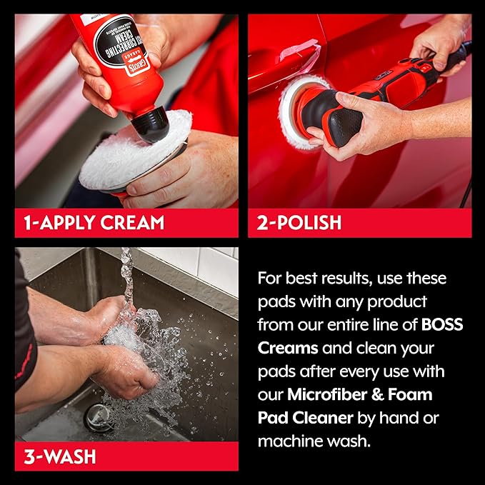 Griot's Garage BOSS Microfiber Fast Cutting Pads for Car Detailing, Polishing and Maximum Paint Correction, Orbital Polisher Buffing Pads, 6”, Set of 2