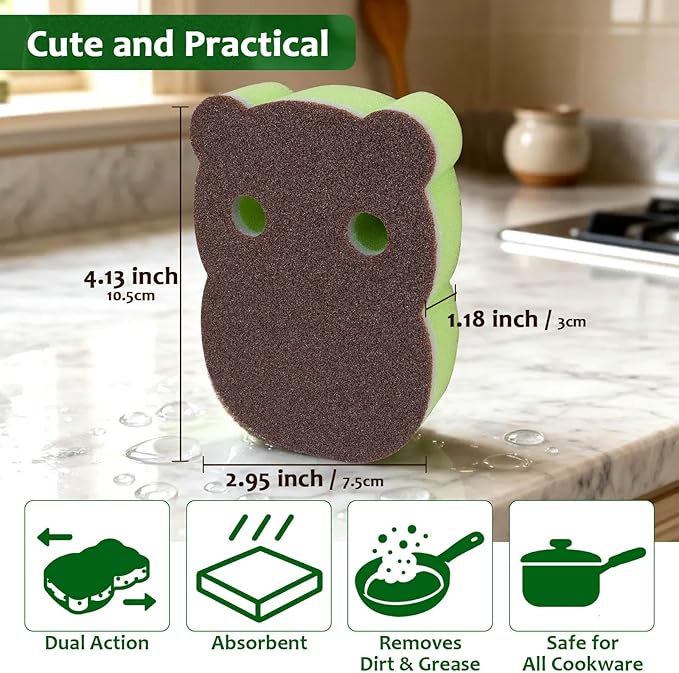 42 PCS Home Essential Bundle: 24 Cute Dog Chair Socks Furniture Pads for Hardwood Floor Protection & 18 Animal Sanding Sponges for Kitchen Scouring and DIY, Anti-Slip Silent Furniture Booties