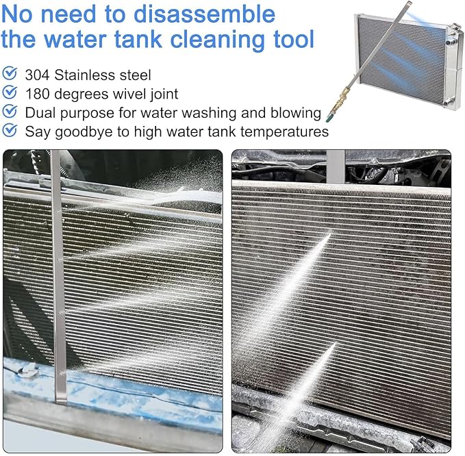 Pressure Radiator Cleaning Wand, 24''/32''/39'' Car Radiator Cleaner Wand Tool with Three 1/4'' Quick Coupler, Radiator Flush and Cleaner Tool, Home Car Truck Stainless Steel Power Washer Wand (32'')