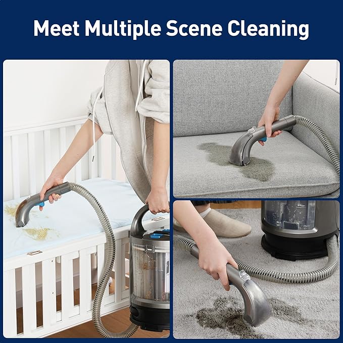 Portable Carpet Cleaner Machine & Upholstery Deep Cleaner, Pet Stain Remover, 20Kpa Powerful Suction Portable Stain Cleaning for Upholstery, Carpet, Couches, Car and Auto Detailer, Car Seats, Grey