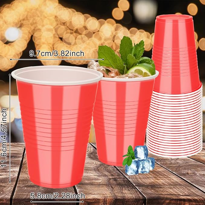 100PCS 16 oz Red Plastic Cups, Disposable Party Cups for Graduation Weddings, Birthdays & Festive Celebrations, Beverage Holiday Camping Barbecues, Reusable Party Supplies