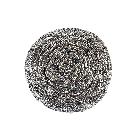 Restaurantware Stainless Steel Scrubber 100 Pack 3.543 x 3.543 x 2.362 Inches Heavy-Duty Metal Cleaning Pad Rust-Resistant Kitchen Scouring Tool for Tough Cleaning Silver