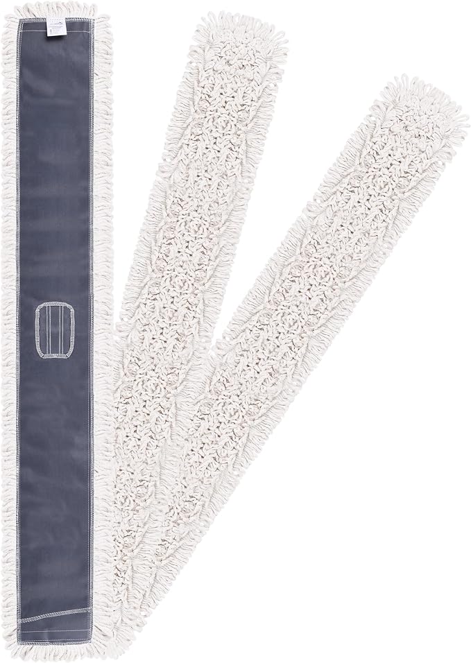 Kleen Handler 48" Commercial Dust Mop Replacement Heads, 3 Pack Industrial Loop End Flat Dust Mop Pads, Washable Cotton Mop Refill for Floor Cleaning, Natural