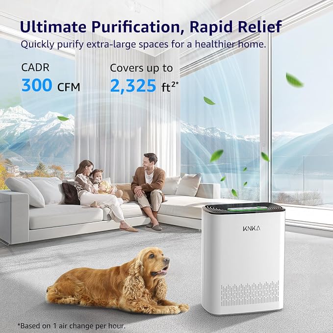 KNKA Air Purifiers APH3000 & KNKA Genuine APH3000 Air Purifier Replacement Filter, Supports HEPA Sleep Mode. High-Efficiency Air Filtration