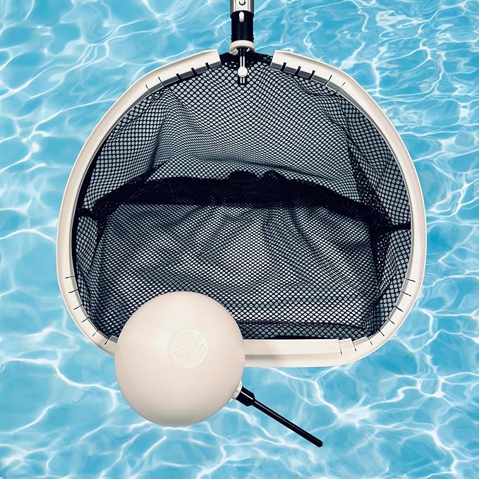 16" Pool Skimmer with Float - 360° Rotating Pool Skimmer Net for Daily Cleaning - Zero Pole Weight, Effortless Debris Removal (18" Rake Leaf Net/Polyester)