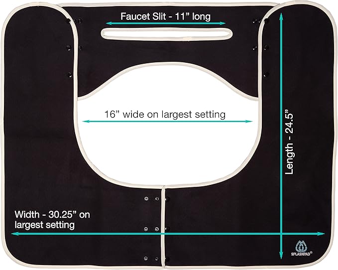 Sink Splash Guard - Home Essentials Faucet Mat for Clean and Dry Bathroom Counter - Absorbent Fast Drying Non Slip Protector - Soft Microfiber with Waterproof Rubber Grip - Washable - Black