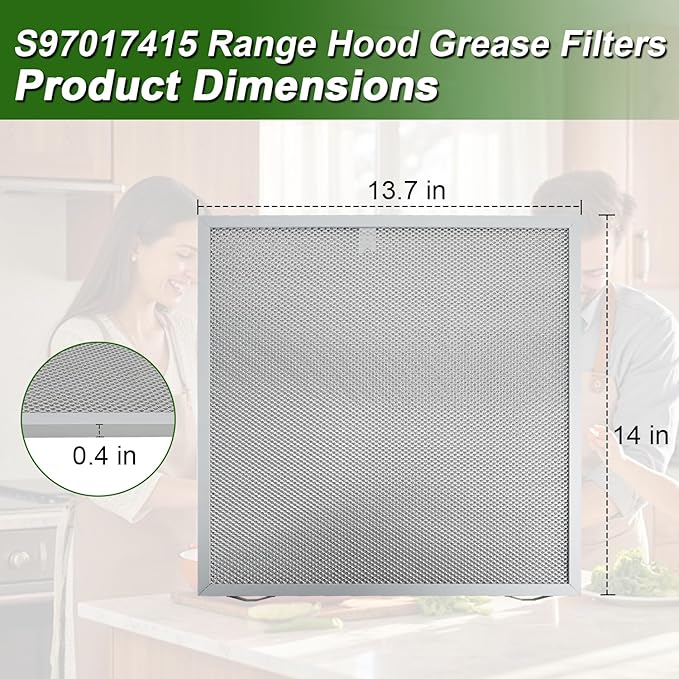 2-Pack Range Hood Grease Filters 5-Layer Aluminum Mesh 14 X 13.7 X 0.4 Inchs Compatible with Broan Nutone Replace#: S97017415 97017415