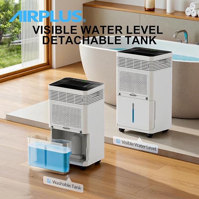 AIRPLUS 8000 Sq. Ft Commercial Grade Dehumidifier for Basement, 225 Pint Portable Dehumidifiers with Drain Hose for Large Room, Quiet Sleep Mode Dehumidifier for Bedroom, RV De humidifier for Camper
