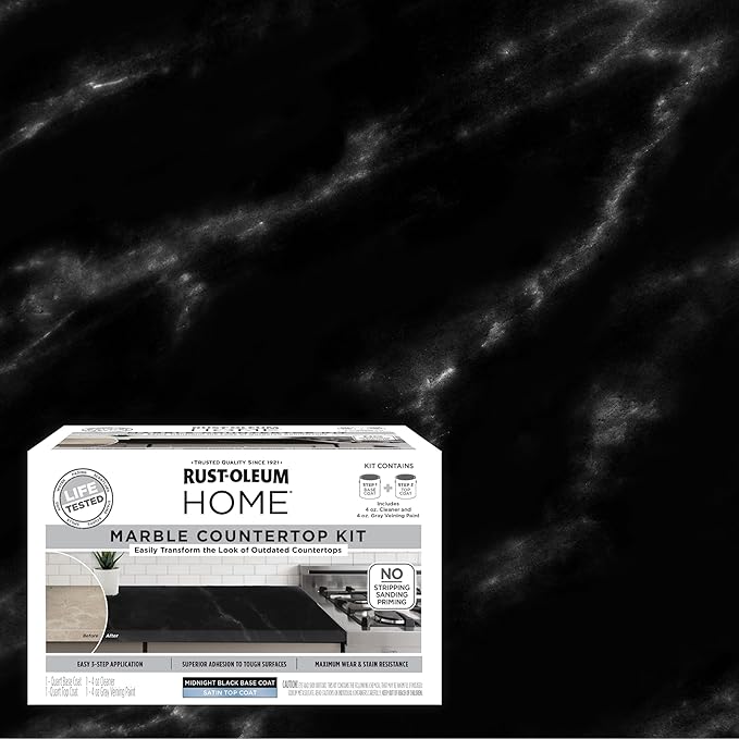 Rust-Oleum 369548 Home Marble Countertop Coating Kit, 72 fl oz, Black