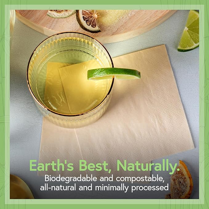 100% Bamboo Cocktail Napkins Bulk (6000-Pack) | 2-Ply FSC Certified | Compostable Bar Napkins Bulk for Party, Home or Commercial Use | 4.5 x 4.5 Inch Folded | Ideal for Weddings & Events