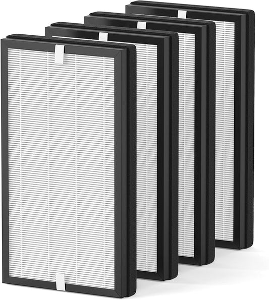 4 Pack C500FL True HEPA Replacement Filter Compatible with Homedics AP-C500 and AP-C550 Smart Air Purifier, 3-In-1 Filter, Efficiency Activated Carbon, AP-C500FL