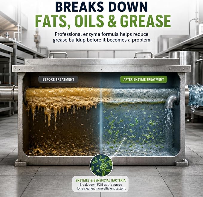 Black Diamond Stoneworks GET SERIOUS Grease Trap Treatment – Commercial Enzyme Grease Trap Cleaner & Drain Maintenance for FOG Reduction, Odor Control & Free-Flowing Drains