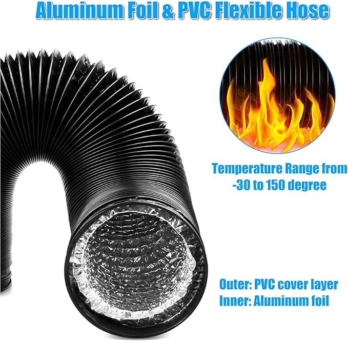 Upgrade Dryer Vent Hose for Tight Space, Dryer Vent Hose Kit, 90 Degree Dryer Vent Elbow with Dual Silicone Seal Connector, High Sealability, Dryer Vent Vacuum Hose Attachment