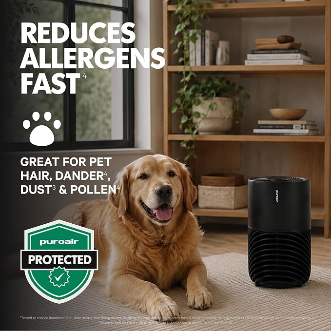 PuroAir 130i Smart Air Purifiers for Home Pets Allergies - HEPA + CarbonTech Filter up to 500X Stronger - Cleans Air Fast - Quiet Sleep Mode, Small Room Air Purifiers for Bedroom, Baby, Office (2PK)