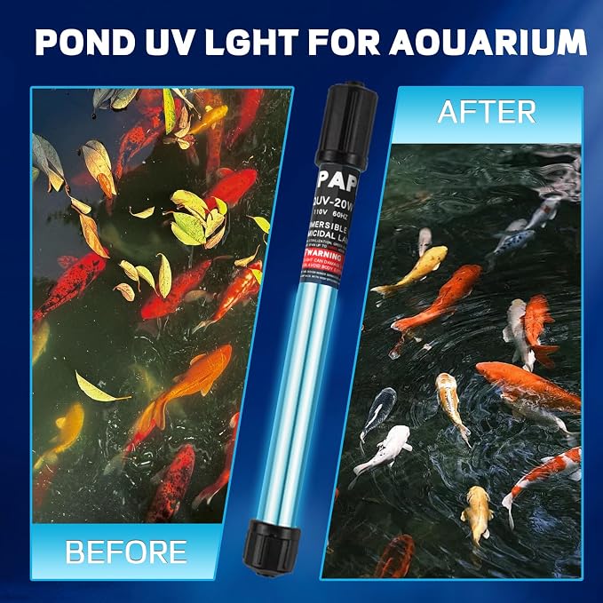 30W Pond UV Light for 200-2000 Gallon, Aquarium UV Water Clarifier for Koi Pond, Spas and Fish Tanks, Swimming Pools