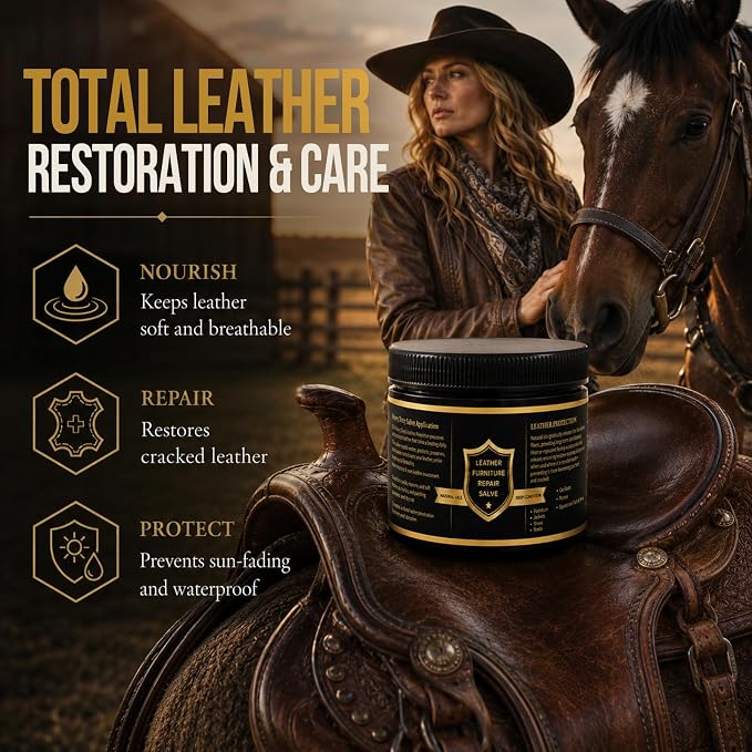 Leather Conditioner for Couch: Restores Shine, Softness, Protects | Salve Furniture Deeply Nourishes Restores Shine for Handbags, Purses, Car Seats, Boots, Saddles and Bags