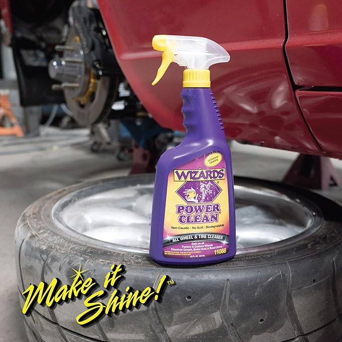 Wizards Mist-N-Shine Detail Spray and Power Clean Wheel and Tire Cleaner - ulti-Purpose High Gloss Finish Waterless Quick Detailer Spray for Glass, Chrome, Paint and Plastics - Non Caustic and No Acid