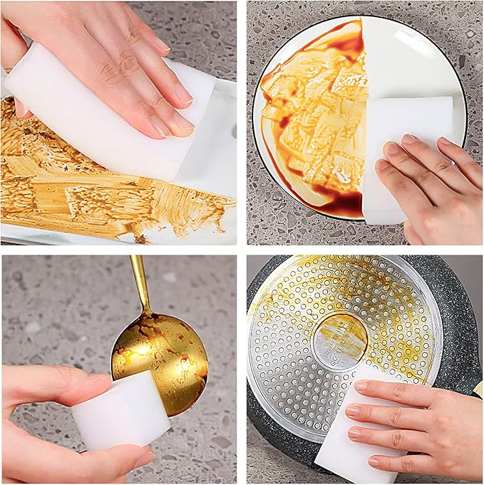Melamine Sponge, 100Pcs+25Pcs, 125pcs in Total,Durable Cleaning Foam, Premium Scrubber Pads, for Sinks, Kitchen, Bathroom, Wall, Glass, Shoes, Multi-Purpose Powerful Sponge.