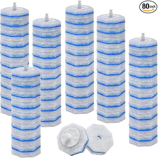 80 Pack Disposable Toilet Wand Refills, High-Density Replacement Scrubber Heads, Bathroom Toilet Bowl Cleaning Brush Pads