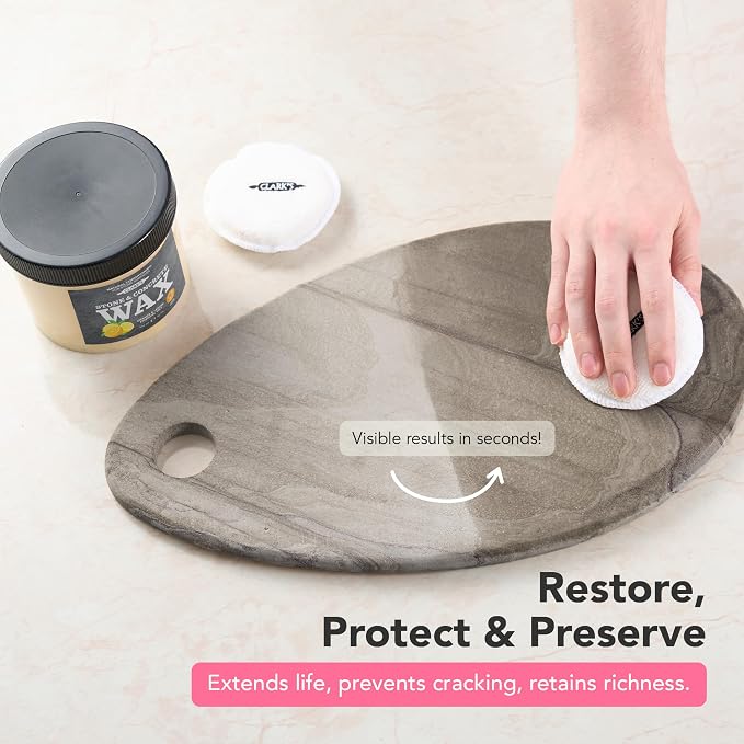 CLARK’S Natural Stone Wax - Seal and Protect Soapstone, Slate and Concrete with Carnauba and Beeswax - Use on Kitchen and Bath Countertops - Enriched with Lemon and Orange Extract, Large 32oz