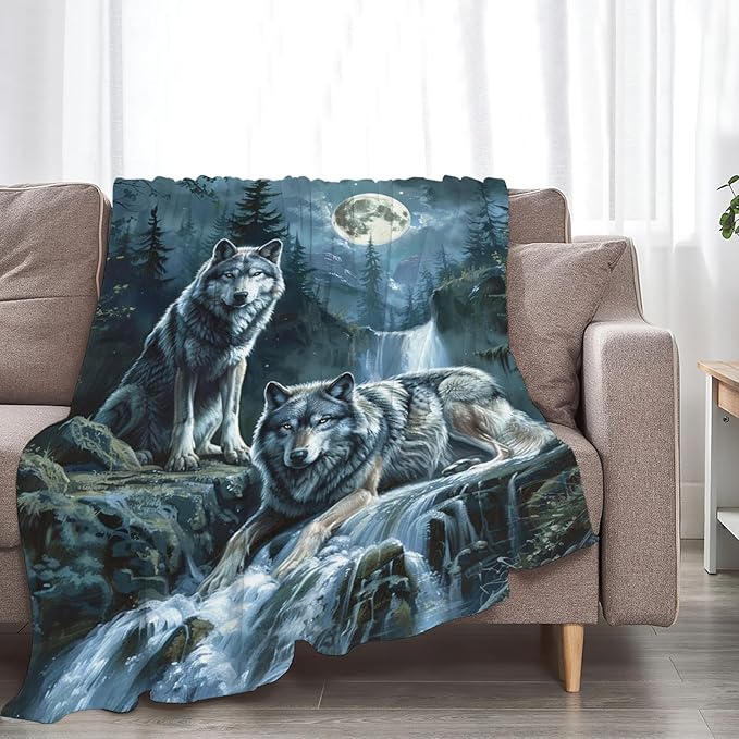 Tijuboni Wolf Throw Blanket Wolf Gifts for Girls Boys Women Men Kids Adults Soft Flannel Fleece Blanket for Couch Sofa Bed Home Decor 40"x50"