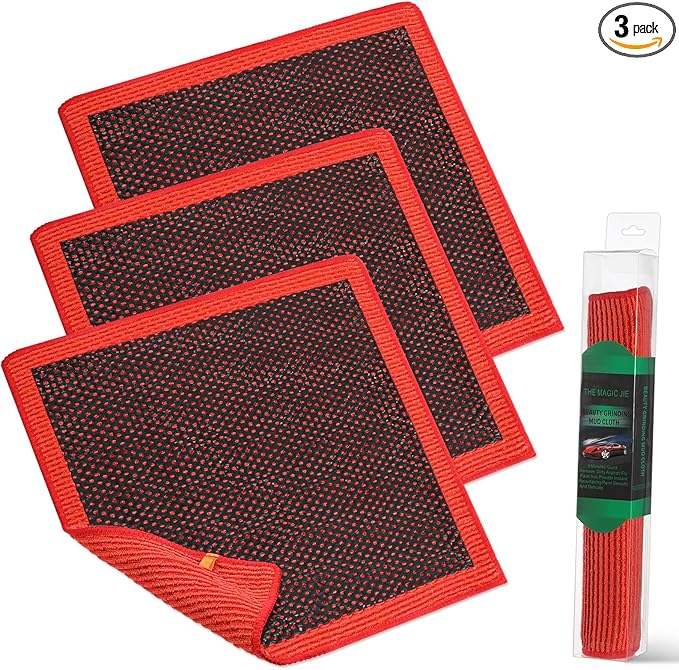 3 Pcs 12'' Clay Towel, Fine Grade Microfiber Clay Decontamination Towel for Cleaning and Release of Paint Contaminants, Improve Wax and Sealant Bond, Enhance Paint Gloss & Color Depth