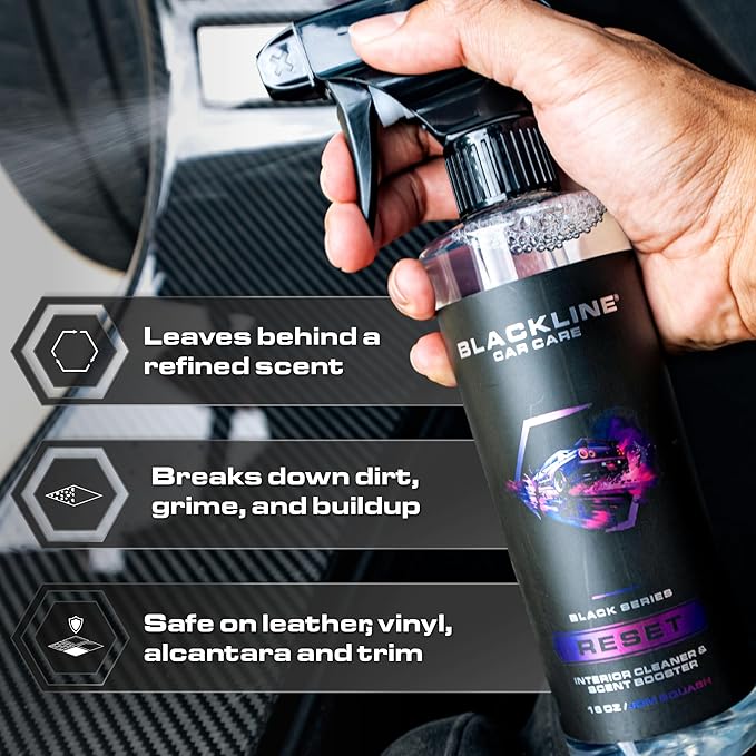 Blackline Luxury Scented Leather Interior Car Cleaner Reset Deep Cleans & Deodorizes All Surfaces, pH-Neutral High-Foam Formula, Long-Lasting Premium Fragrance and Deodorization for Car